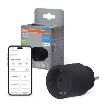 Osram - Išmanusis kištukinis lizdas SMART+ MATTER SCHUKO 2300W/230V/10A Wi-Fi juodas