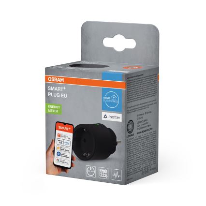 Osram - Išmanusis kištukinis lizdas SMART+ MATTER SCHUKO 2300W/230V/10A Wi-Fi juodas