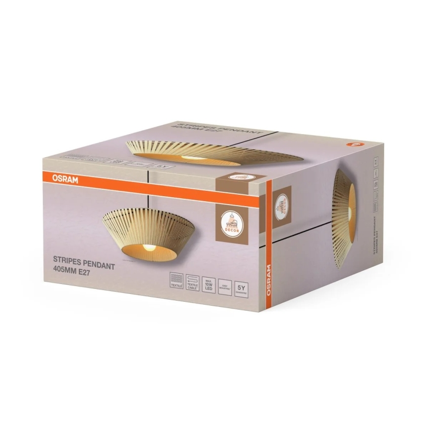 Osram - Kabantis šviestuvas su laidu DECOR STRIPES 1xE27/10W/230V, skersmuo 40,5 cm, smėlinė