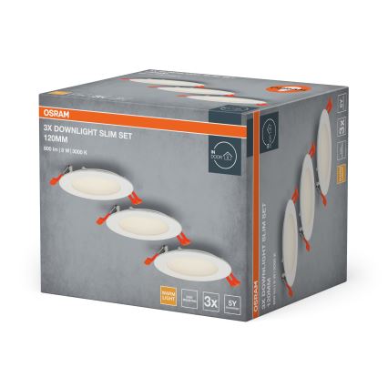 Osram - Rinkinys 3 vnt. įleidžiami SPOT LED šviestuvai 8W/230V 3000K, skersmuo 12 cm, balti