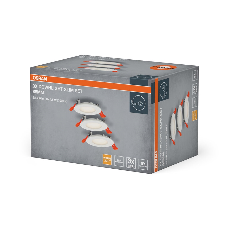 Osram - komplektas 3 vnt. SLIM LED įleidžiami šviestuvai LED/4,5W/230V