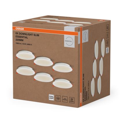 Osram - Komplektas 6 vnt. įleidžiamų LED šviestuvų ESSENTIAL LED/18W/230V 4000K Ø 22 cm, balti