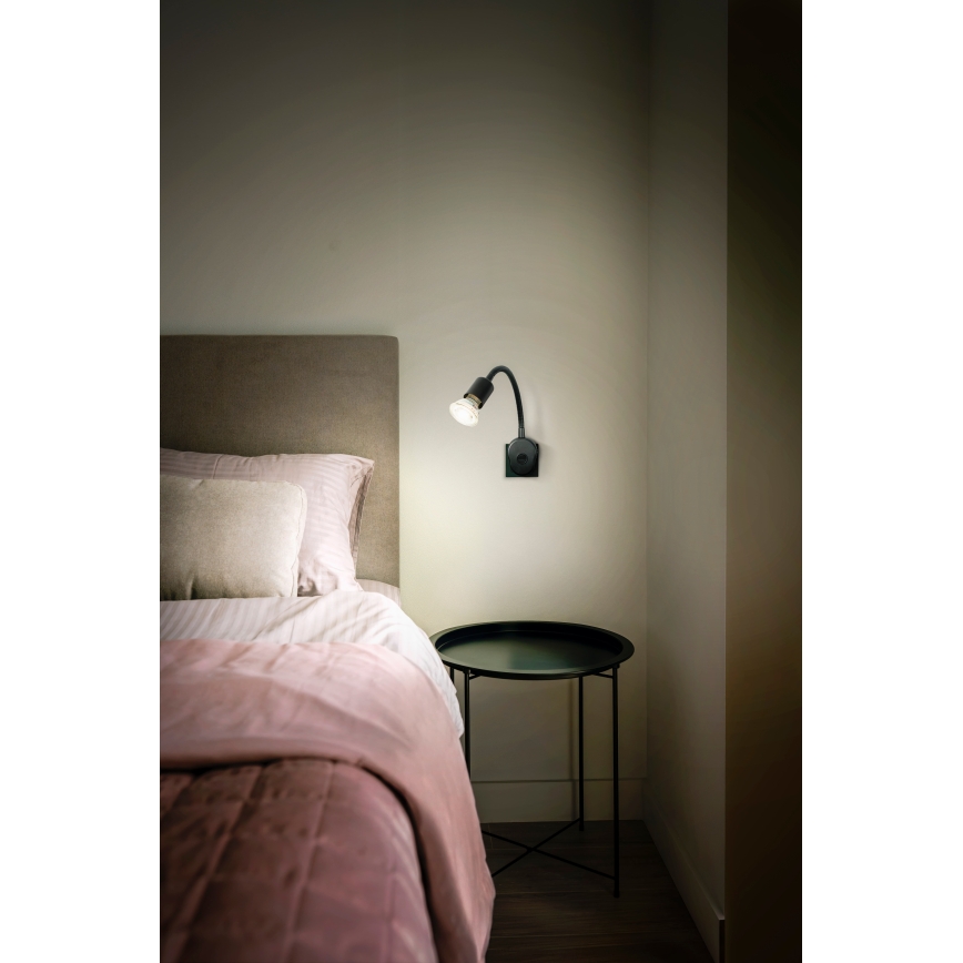 Osram - Lankstus sieninis šviestuvas PLUG TUBE FLEX 1xGU10/5W/230V juodas