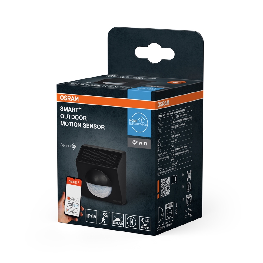 Osram - Lauko saulės judesio jutiklis SMART+ 3,7 V antracitas IP65 Wi-Fi 800 mAh