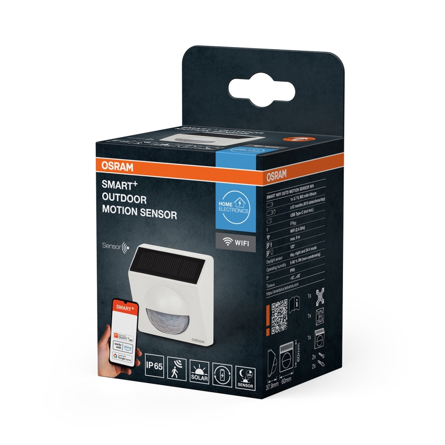 Osram - Lauko saulės judesio jutiklis SMART+ 3,7 V baltas IP65 Wi-Fi 800 mAh