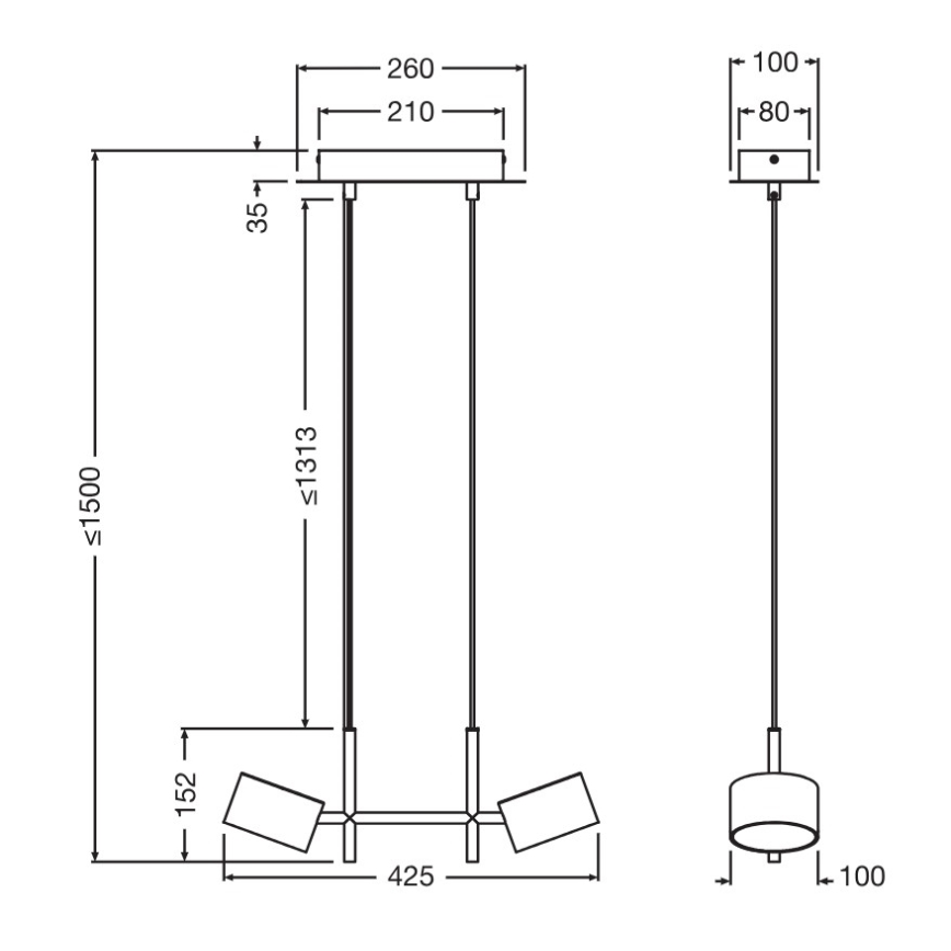 Osram - dimeriuojamas LED kabamasis šviestuvas ant laido DECOR KYOTO 2xLED/10W/230V CRI 90 juoda