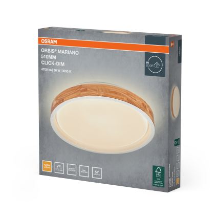Osram - Dimeriuojamas LED lubinis šviestuvas MARIANO LED/36W/230V skersmuo 51 cm ąžuolas/balta