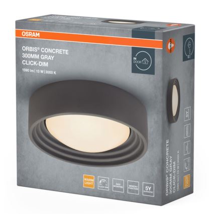 Osram - LED reguliuojamo ryškumo lubų šviestuvas ORBIS CONCRETE LED/13W/230V Ø 30 cm pilka/betonas