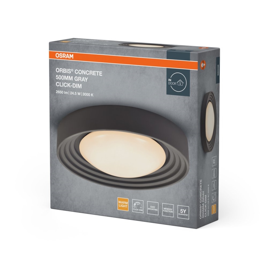 Osram - LED dimeriuojamas lubinis šviestuvas ORBIS CONCRETE LED/24,5W/230V Ø 50 cm pilka/betonas