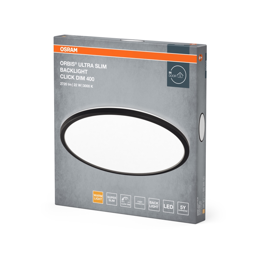 Osram - Dimeriuojamas LED lubinis šviestuvas ORBIS ULTRA SLIM LED/22W/230V 3000K skersmuo 40 cm juodas