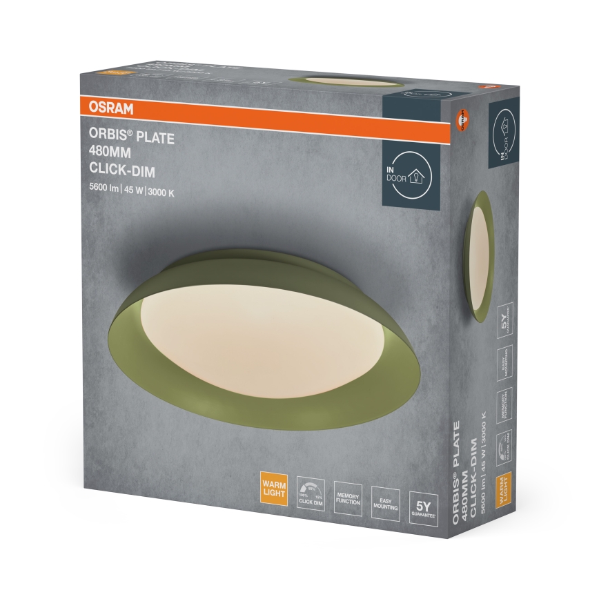 Osram - LED dimeriuojamas lubinis šviestuvas PLATE LED/45W/230V skersmuo 48 cm žalia