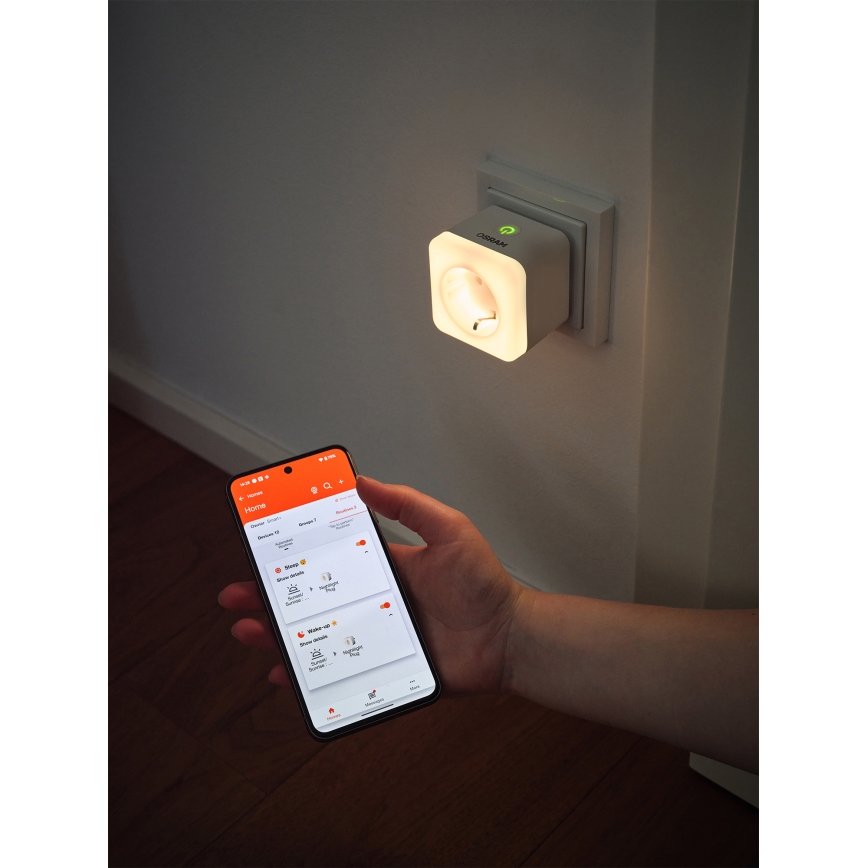 Osram - LED reguliuojama kištukinė rozetė su apšvietimu SCHUKO SMART+ NIGHTLIGHT 3680W/230V Wi-Fi