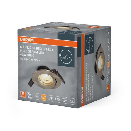 Osram - LED įleidžiamasis šviestuvas SPOT 1xGU10/4,3W/230V 2700K CRI 90 matinis chromas