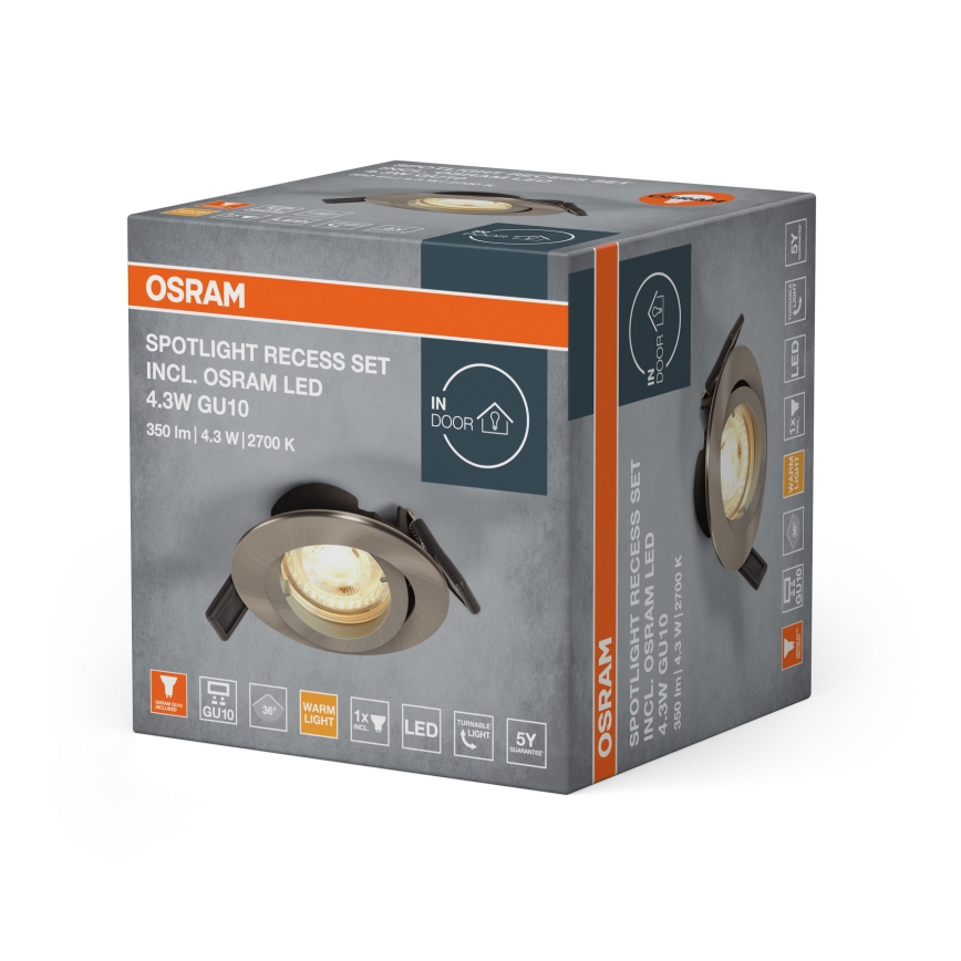 Osram - LED įleidžiamasis šviestuvas SPOT 1xGU10/4,3W/230V 2700K CRI 90 matinis chromas