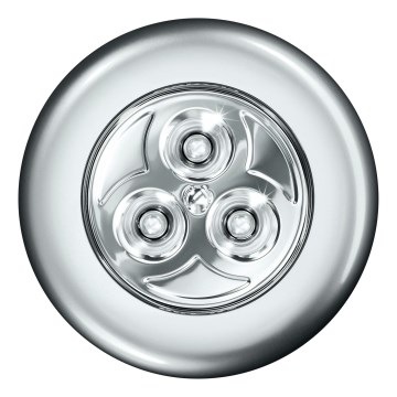 Osram - LED jutiklinis orientacinis šviestuvas DOT-IT LED/0,2W/3xAAA Ø 6,8 cm sidabro spalvos