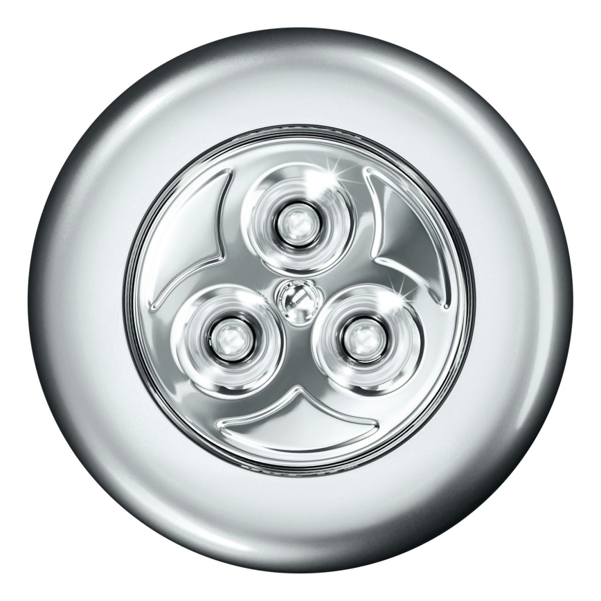 Osram - LED jutiklinis orientacinis šviestuvas DOT-IT LED/0,2W/3xAAA Ø 6,8 cm sidabro spalvos