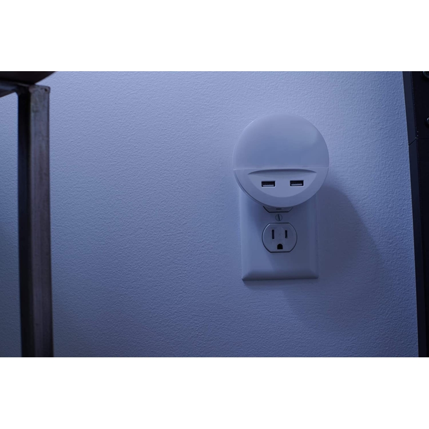 Osram - LED kištukinis naktinis šviestuvas su jutikliu LUNETTA 2xUSB LED/13W/230V