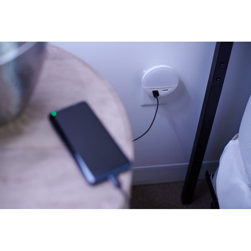 Osram - LED kištukinis naktinis šviestuvas su jutikliu LUNETTA 2xUSB LED/13W/230V