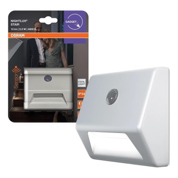 Osram - LED laiptų šviestuvas su jutikliu NIGHTLUX LED/0,25W/3xAAA IP54 baltas