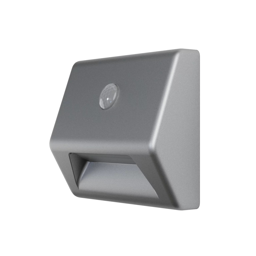 Osram - LED laiptų šviestuvas su jutikliu NIGHTLUX LED/0,25W/3xAAA IP54 sidabrinis