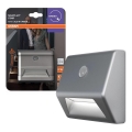 Osram - LED laiptų šviestuvas su jutikliu NIGHTLUX LED/0,25W/3xAAA IP54 sidabrinis