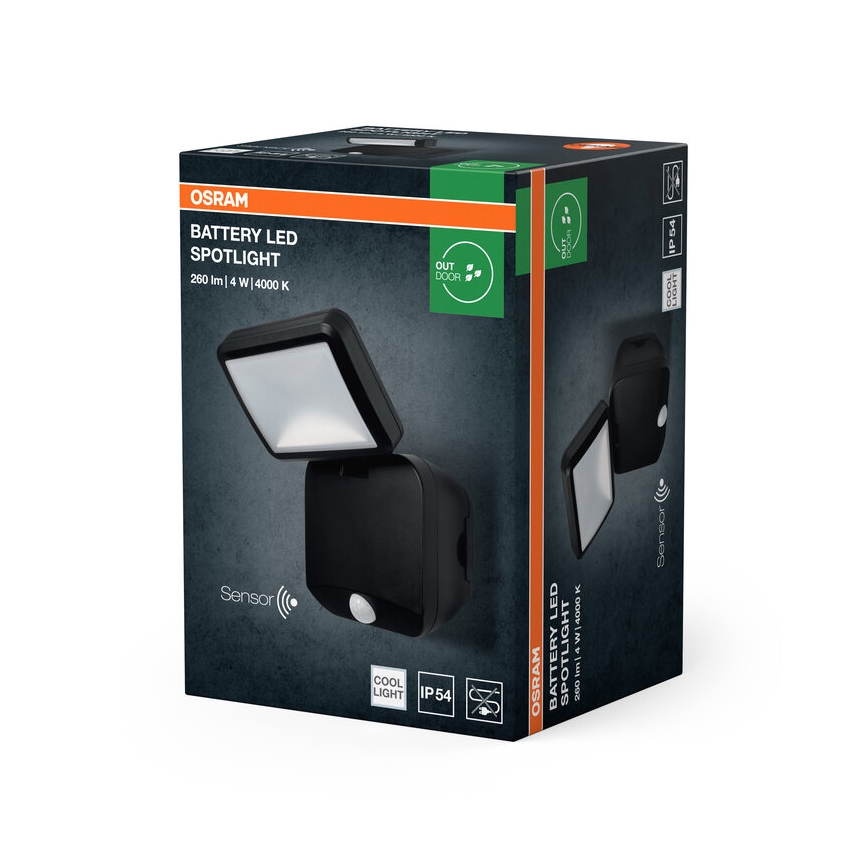 Osram - LED lauko sieninis prožektorius su jutikliu BATTERY LED/4W/4xD IP54
