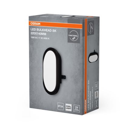 Osram - LED lauko sieninis šviestuvas BULKHEAD LED/11W/230V IP54 juoda