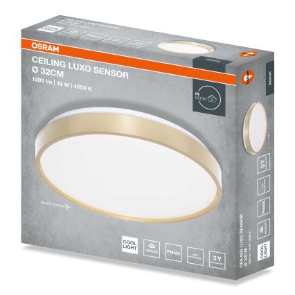 Osram - LED lubinis šviestuvas su sutemų jutikliu CEILING LUXO LED/18W/230V Ø 32 cm aukso spalvos