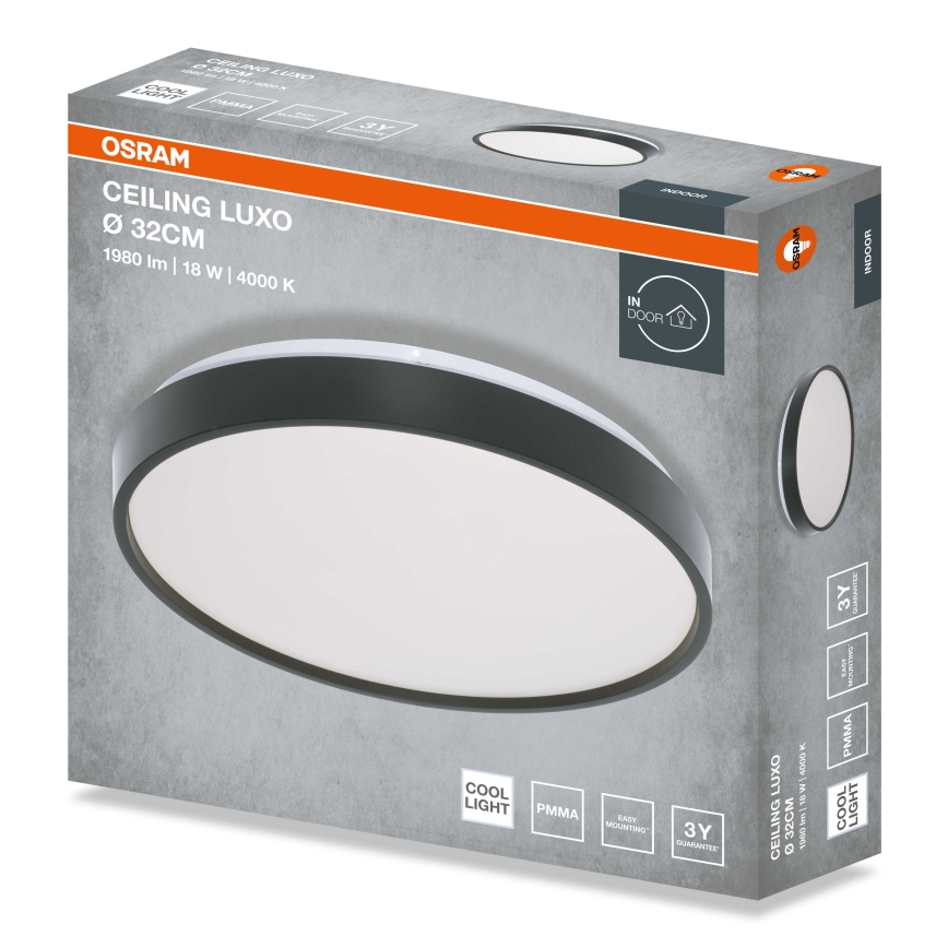 Osram - LED lubinis šviestuvas CEILING LUXO LED/18W/230V skersmuo 32 cm juodas