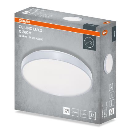 Osram - LED lubinis šviestuvas CEILING LUXO LED/24W/230V, skersmuo 38 cm, sidabrinės spalvos