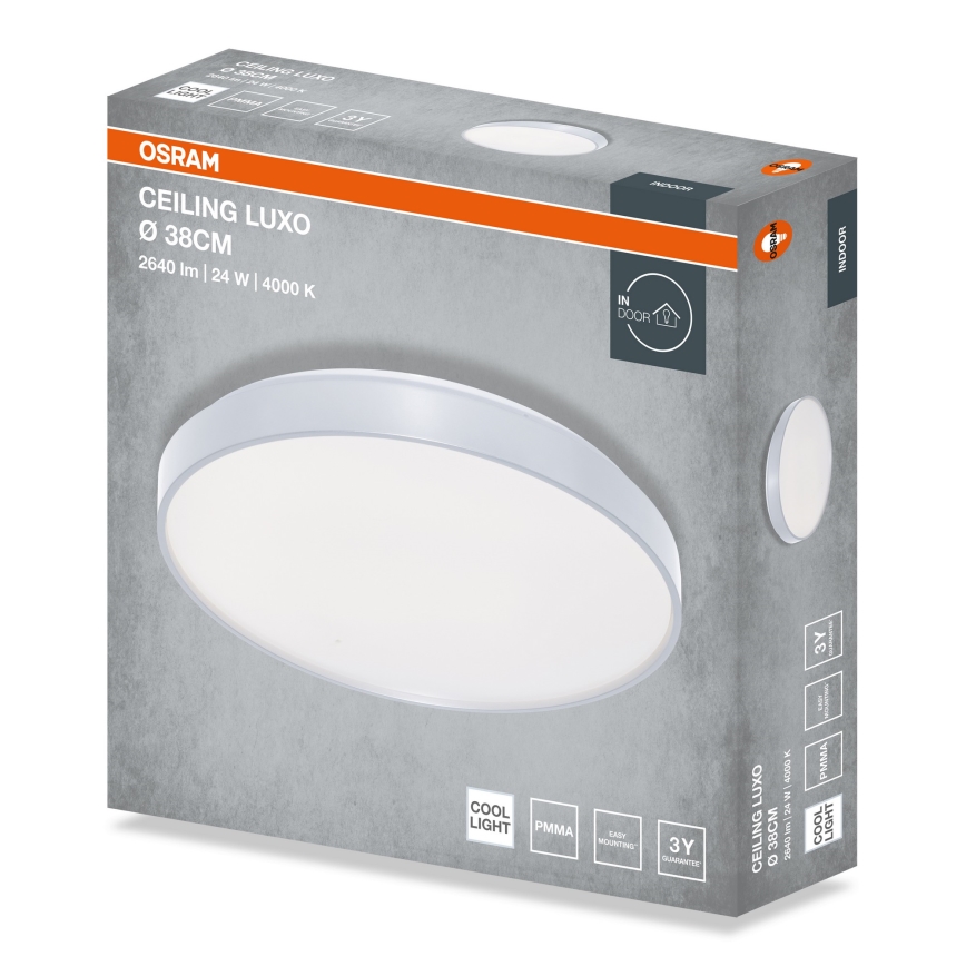 Osram - LED lubinis šviestuvas CEILING LUXO LED/24W/230V, skersmuo 38 cm, sidabrinės spalvos