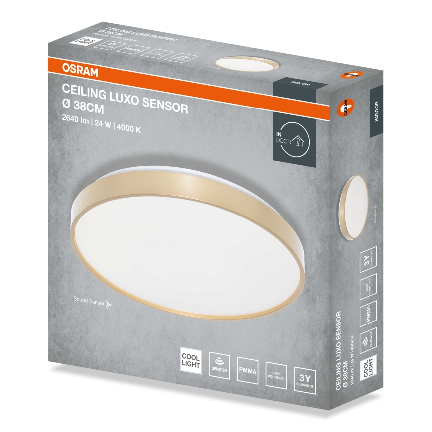 Osram - LED lubinis šviestuvas su sutemų jutikliu CEILING LUXO LED/24W/230V Ø 38 cm auksinis