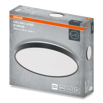 Osram - LED lubinis šviestuvas CEILING LUXO LED/36W/230V, Ø 49 cm, juodas