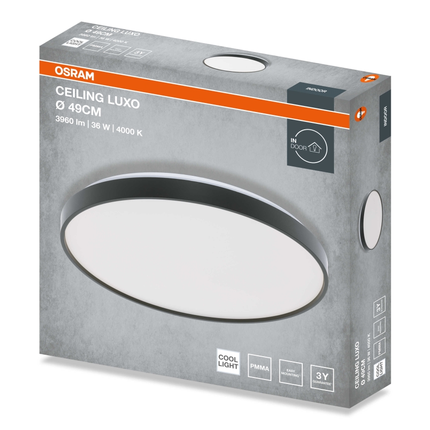Osram - LED lubinis šviestuvas CEILING LUXO LED/36W/230V, Ø 49 cm, juodas