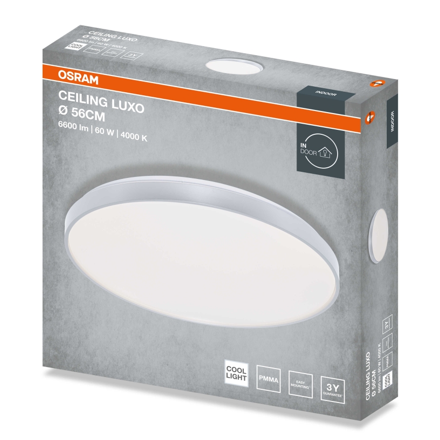 Osram - LED lubinis šviestuvas CEILING LUXO LED/60W/230V, skersmuo 56 cm, sidabrinis