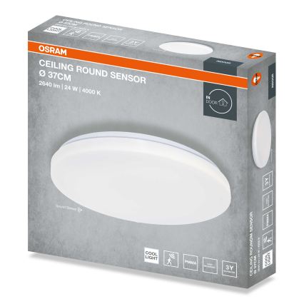Osram - LED lubinis šviestuvas su sutemų jutikliu CEILING ROUND LED/24W/230V 4000K Ø 37 cm baltas