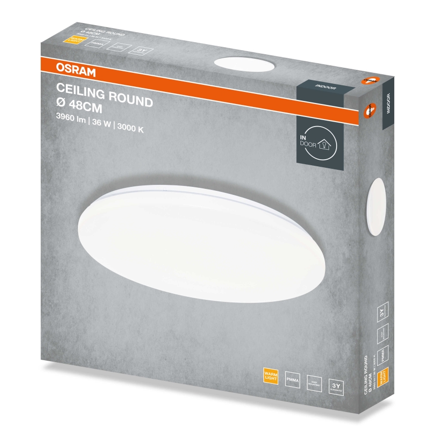 Osram - LED lubinis šviestuvas CEILING ROUND LED/36W/230V 3000 K skersmuo 48 cm balta