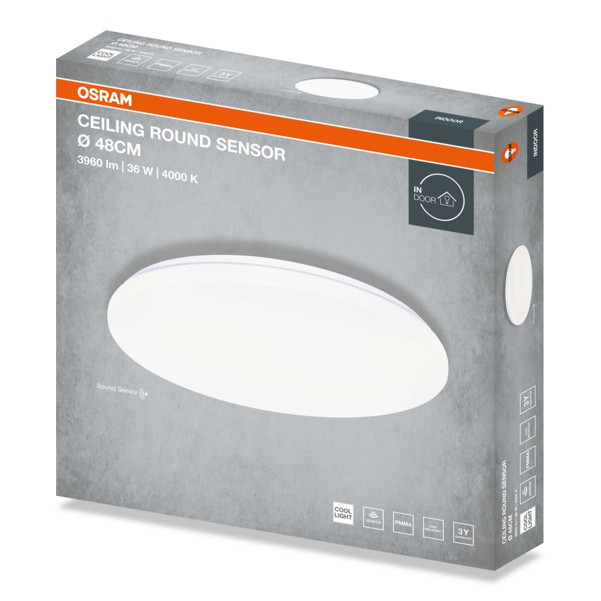 Osram - LED lubinis šviestuvas su sutemų jutikliu CEILING ROUND LED/36W/230V 4000K skersm. 48 cm baltas