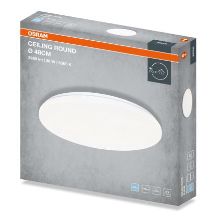 Osram - LED lubinis šviestuvas CEILING ROUND LED/36W/230V 6500K, skersmuo 48 cm, baltas