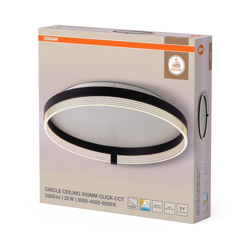Osram - LED lubinis šviestuvas DECOR CIRCLE LED/32W/230V 3000/4000/6500K skersmuo 50 cm juodas/baltas