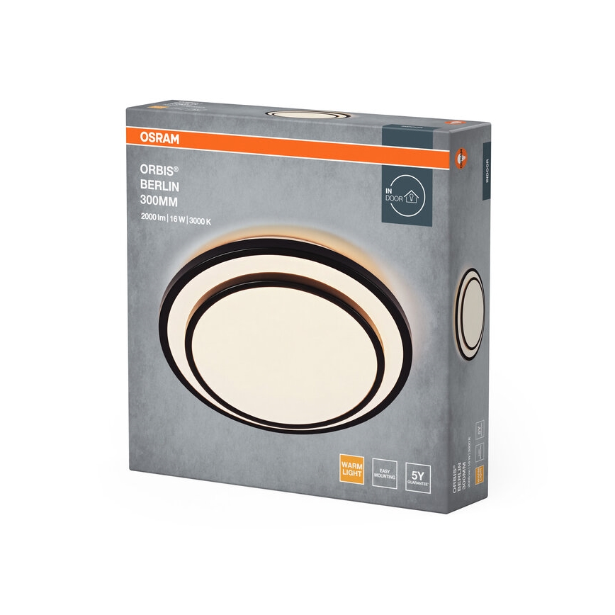 Osram - LED lubinis šviestuvas ORBIS BERLIN LED/16W/230V, skersmuo 29,3 cm, juodas