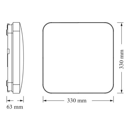 Osram - LED lubinis šviestuvas su sutemų jutikliu SQUARE LED/24W/230V 33x33 cm