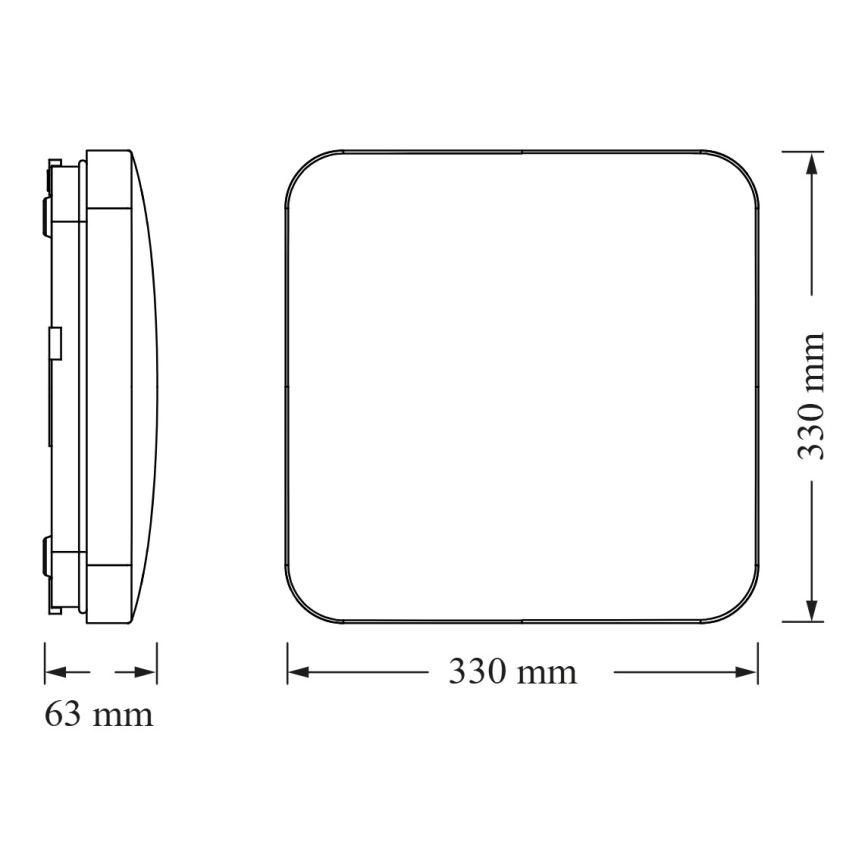 Osram - LED lubinis šviestuvas su sutemų jutikliu SQUARE LED/24W/230V 33x33 cm