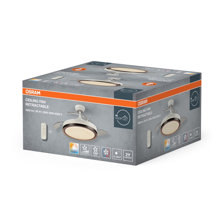 Osram - LED lubinis šviestuvas su ventiliatoriumi CEILING FAN LED/66W/230V 3000/4000/6500K balta + nuotolinis valdymas