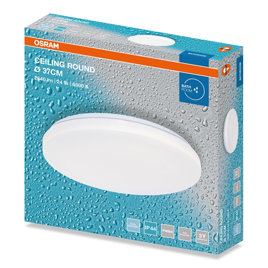 Osram - LED vonios kambario lubų šviestuvas CEILING ROUND LED/24W/230V 6500K skersmuo 37 cm IP44 balta