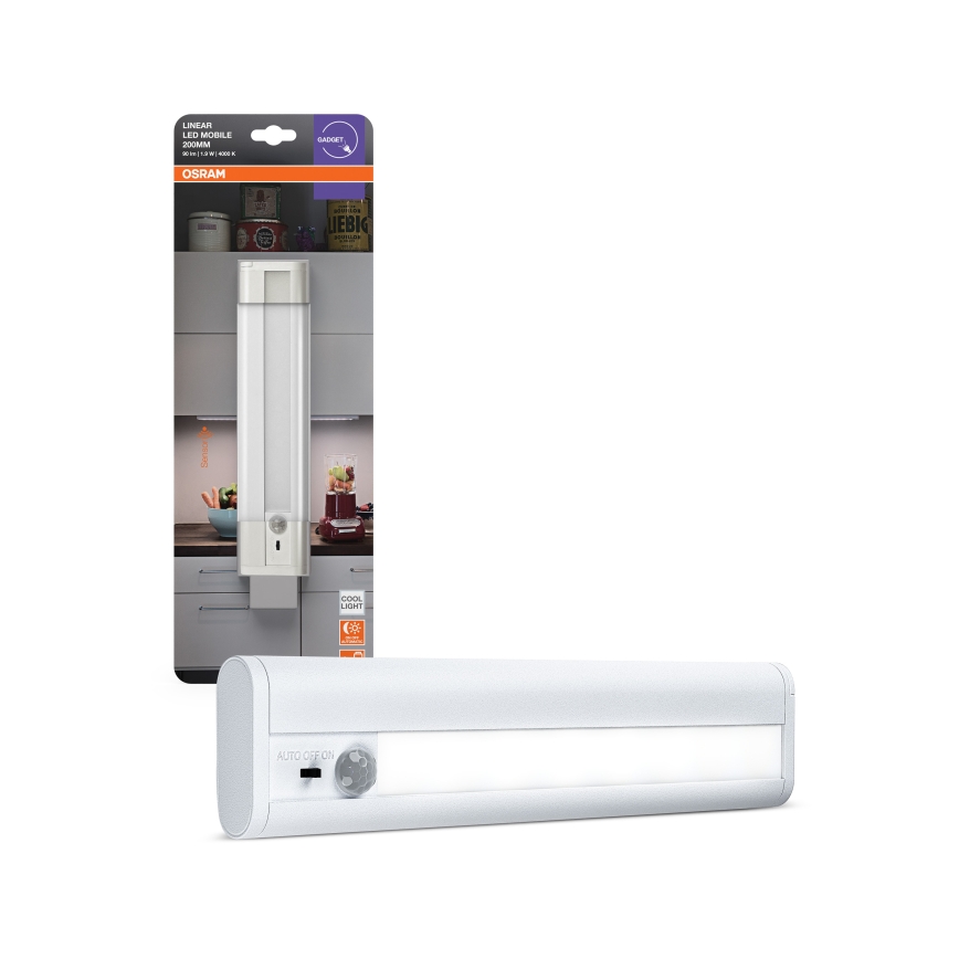 Osram - LED įleidžiamas šviestuvas su judesio ir sutemų jutikliu LINEARLED LED/1,9W/6V 4xAA 4000K 21,4 cm baltas