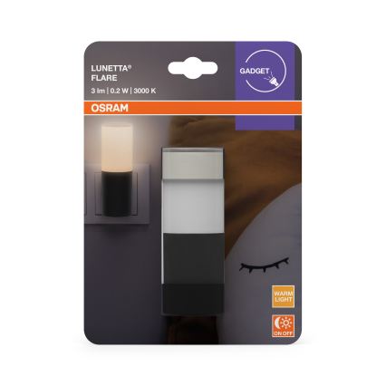 Osram - LED naktinis šviestuvas su sutemų jutikliu LUNETTA LED/0,2W/230V juodas