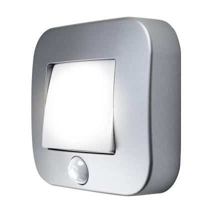 Osram - LED orientacinis šviestuvas su jutikliu NIGHTLUX LED/0,3W/3xAAA IP54 sidabrinis