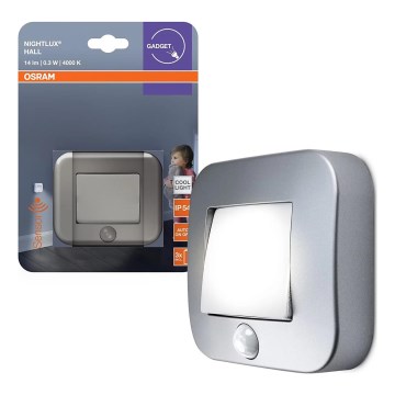 Osram - LED orientacinis šviestuvas su jutikliu NIGHTLUX LED/0,3W/3xAAA IP54 sidabrinis
