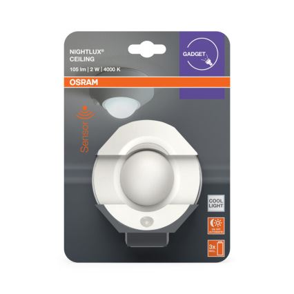 Osram - NIGHTLUX LED orientacinis šviestuvas su jutikliu LED/2W/3xAA baltas